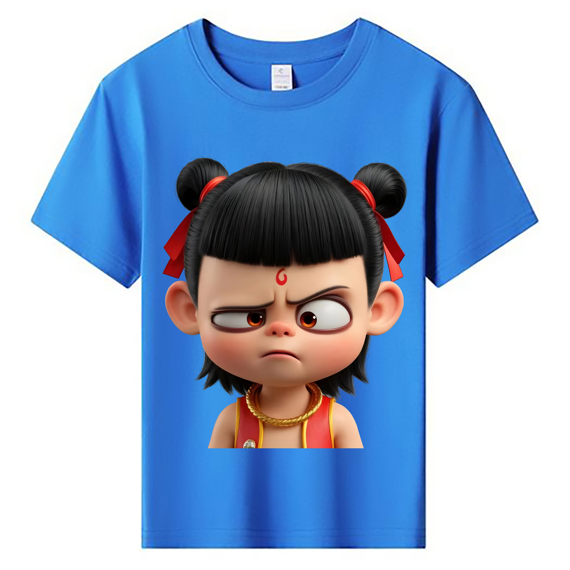 （画像用） Ne Zha 2 ナタ 魔童の大暴れ 綿100％キッズTシャツ（フロントプリント）